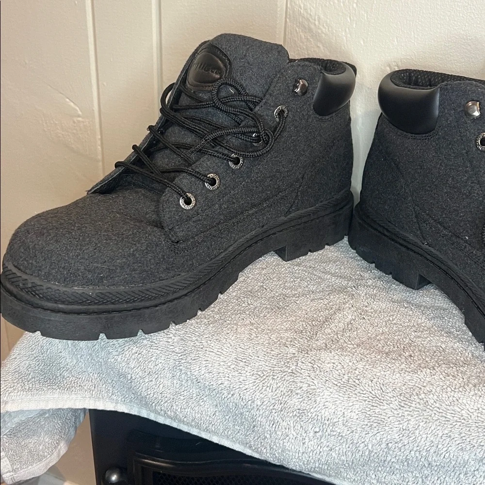LUGZ Mens Work Fringe Black Chelsea Chukka Lace Up Boots